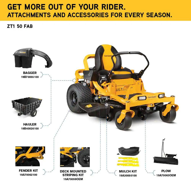 Cub Cadet Ultima ZT1 50" Zero Turn Mower with Powerful 23hp Kawasaki Engine