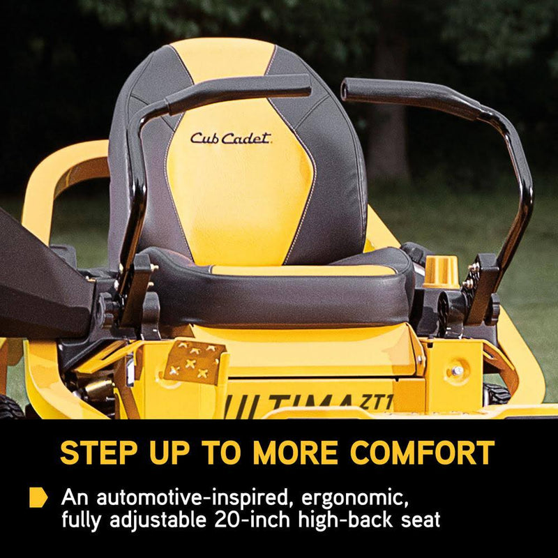 Experience Exceptional Lawn Care with the Cub Cadet Ultima 42" Zero Turn Riding Mower - Powered by a 22 HP V-Twin Kohler 7000 Engine and Dual Hydrostatic Drive!