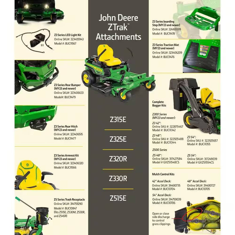 John Deere Z325E 54" Dual Hydrostatic Zero-Turn Riding Mower - Powerful 24 HP Gas Engine for Effortless Lawn Care